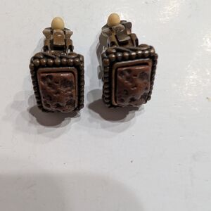 Vintage Style Brown Clip-On Earrings